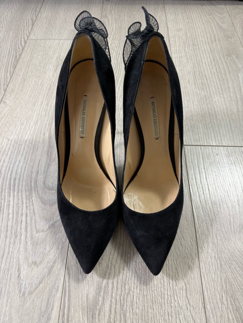 Nicholas Kirkwood Black Suede Pointed Toe Pumps - Picture 3 of 13